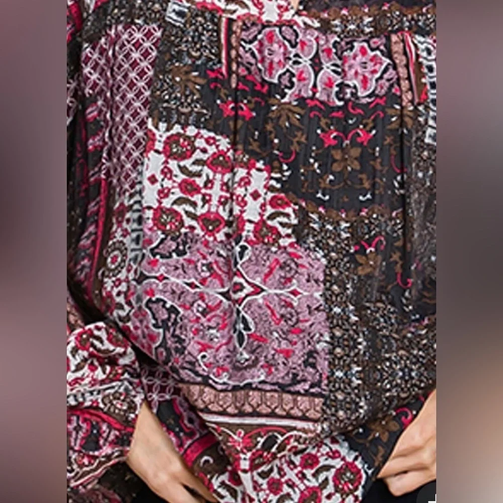 Cotton Bleu Patchwork Boho Blouse - Picture 5 of 5